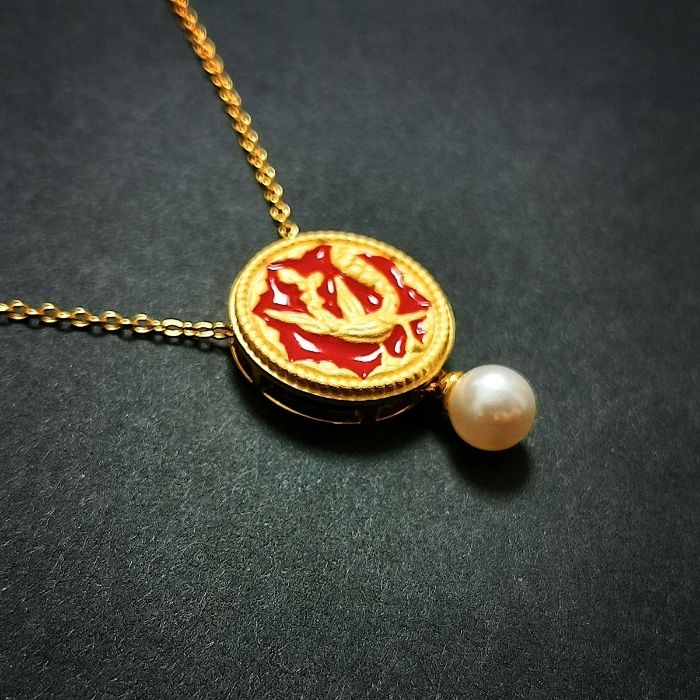 Pendentif ( Collier inclu) - Médaillon céleste au phénix