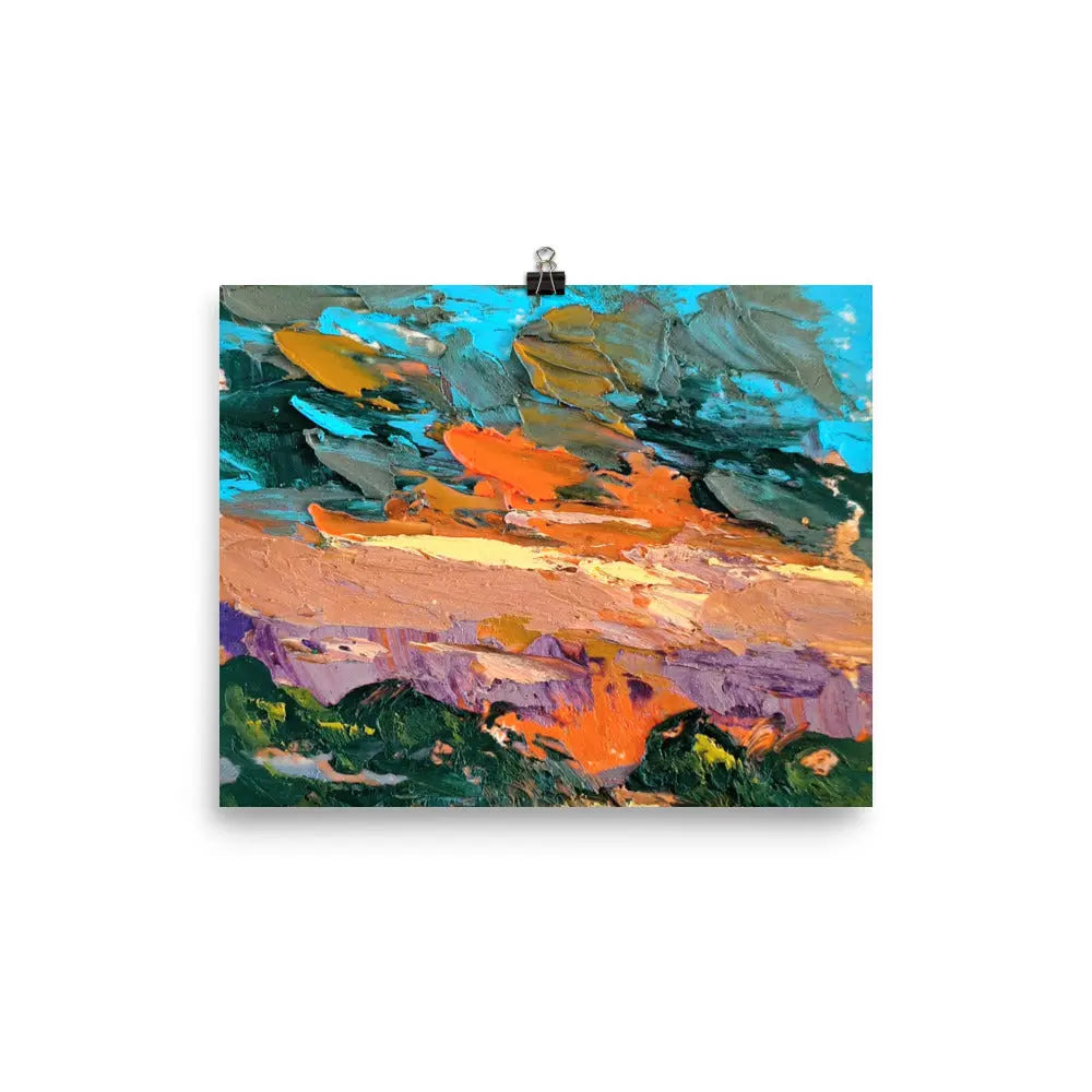 Affiche horizontale de paysage abstrait inspiré du ciel, texture épaisse typique Innovative Art.