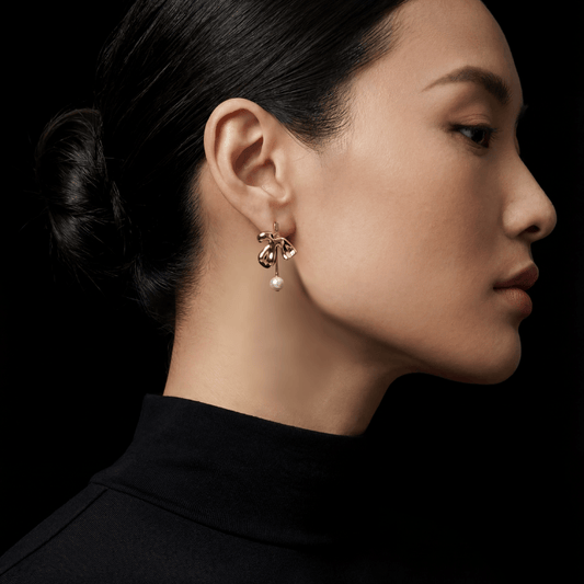 Boucles d’oreilles Trèfle à Perle – Plaqué Or 18K Élégantes XinWuSi