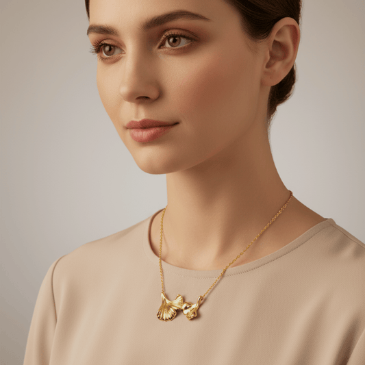 Collier Feuilles de Ginkgo – Plaqué Or 18K Élégant XinWuSi