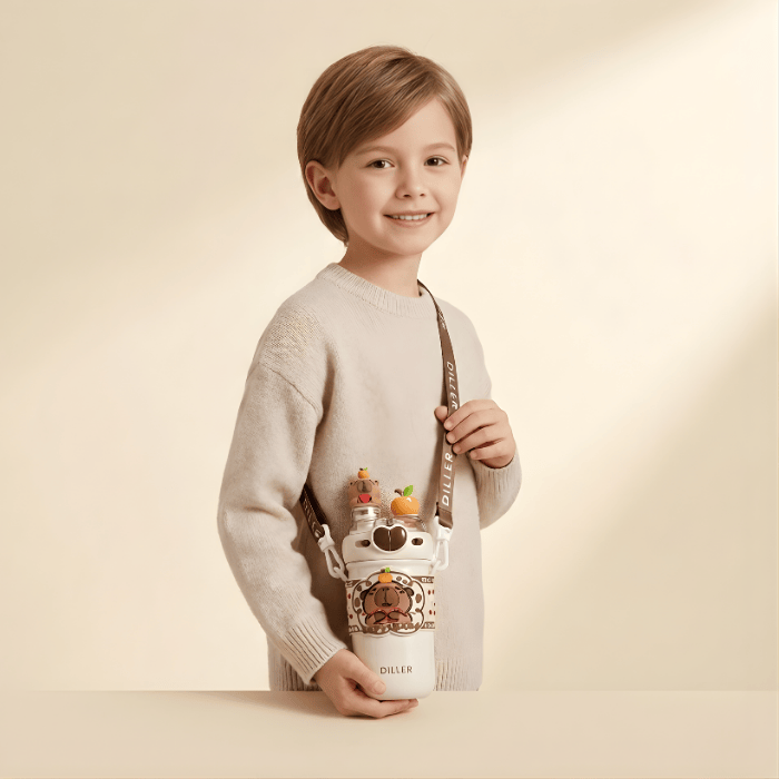 Thermos isotherme 520 ml en acier inoxydable 316 – Design cartoon Capybara & Teckel