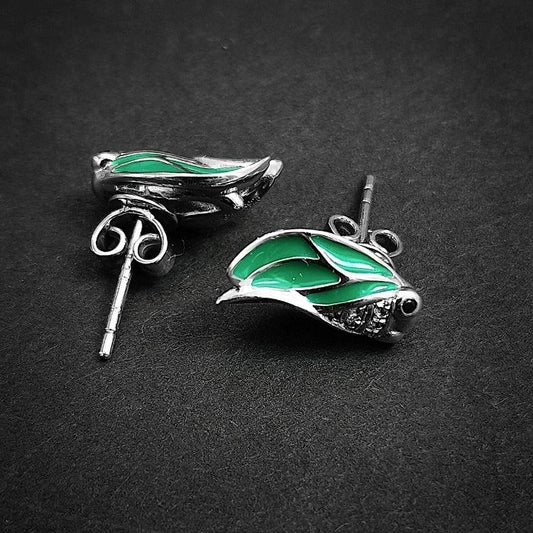 boucles d'oreilles - Cigale aux ailes de jade