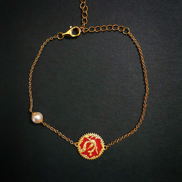 Bracelet Médaillon céleste au phénix